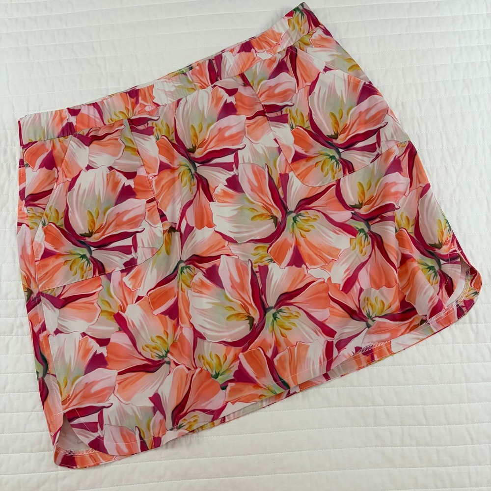 Chicos Zenergy Pink Orange Floral Active Golf Tennis Skort chicos 2 / us 12